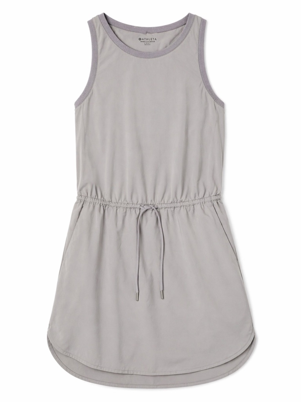 Athleta Light Gray Sleeveless Drawstring Waist Casual Dress
